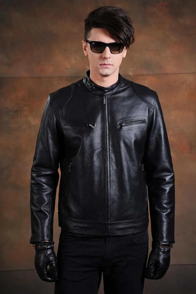 Free shipping.motor classic style,Plus size soft cowhide Jacket,fashion men's genuine Leather jacket.man biker's slim coat sheepskin leather coat