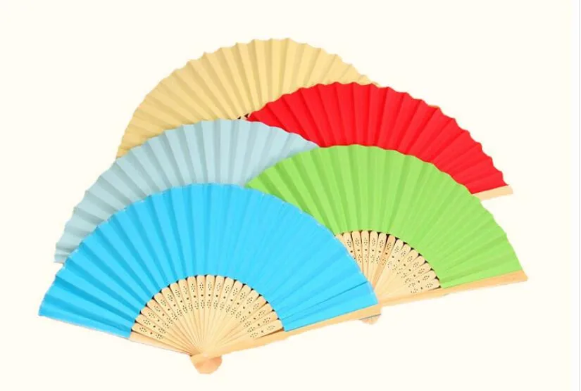 DIY blank white paper folding fan 7 inch,Hand small fan cool fan
