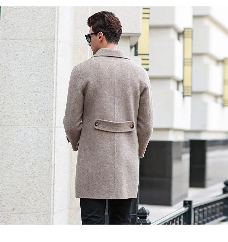 Новое поступление Зима Высокое качество мода классический двухсторонний шерстяной Тренч мужские двубортные шерстяные куртки