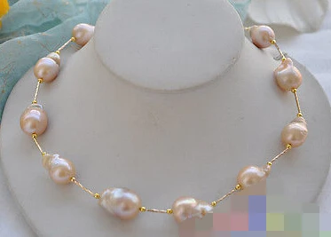 

Jew3136 PINK baroque KESHI REBORN PEARL GOLDEN NECKLACE