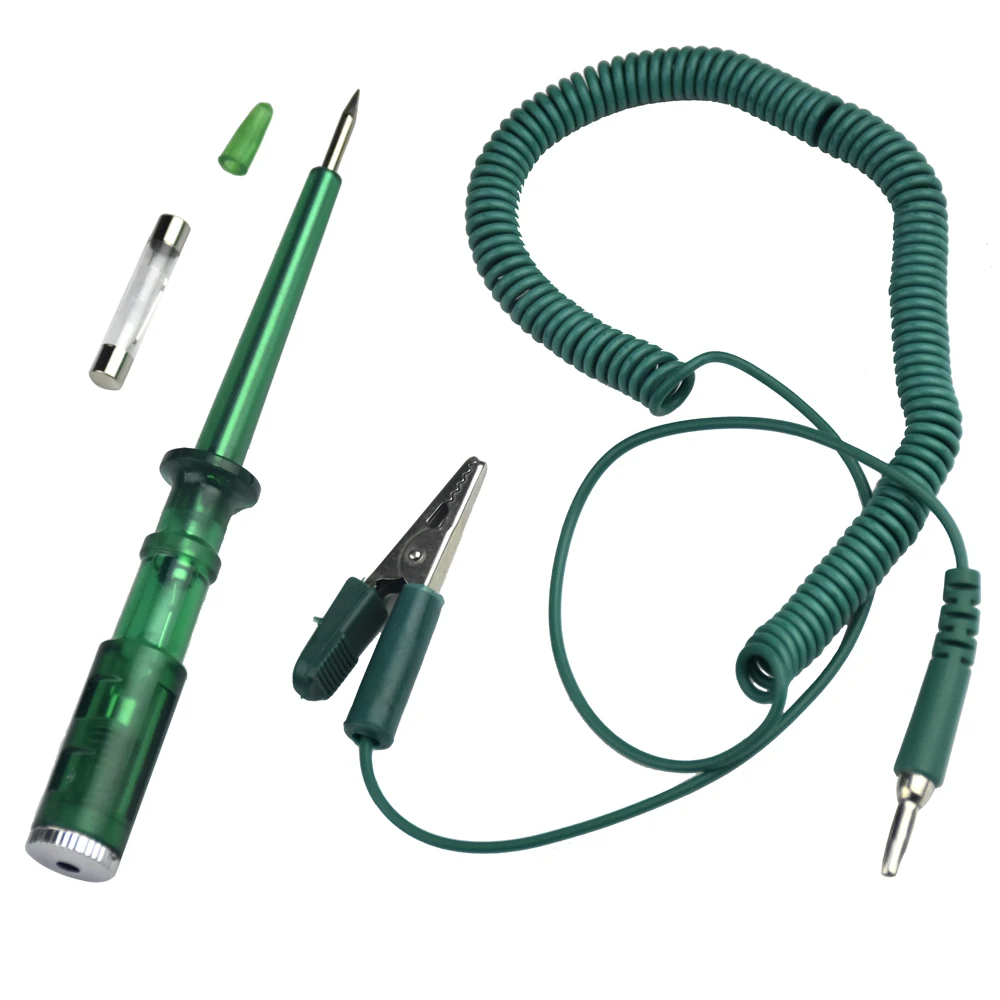 Car Electrical Voltage Tester Pen circuit tester circuit detector probe pen tester voltage test pen Spring DC 6V 12V 24V Transparent Car Motorcycle Light Lamp Electrician Test Pencil