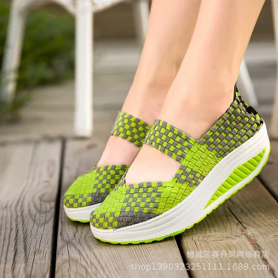 SWYIVY Slimming Women Shoes Lose Weight Woven Sneakers Platform New Feminino Colorful Light Comfortable Swing Sneakers Shoe