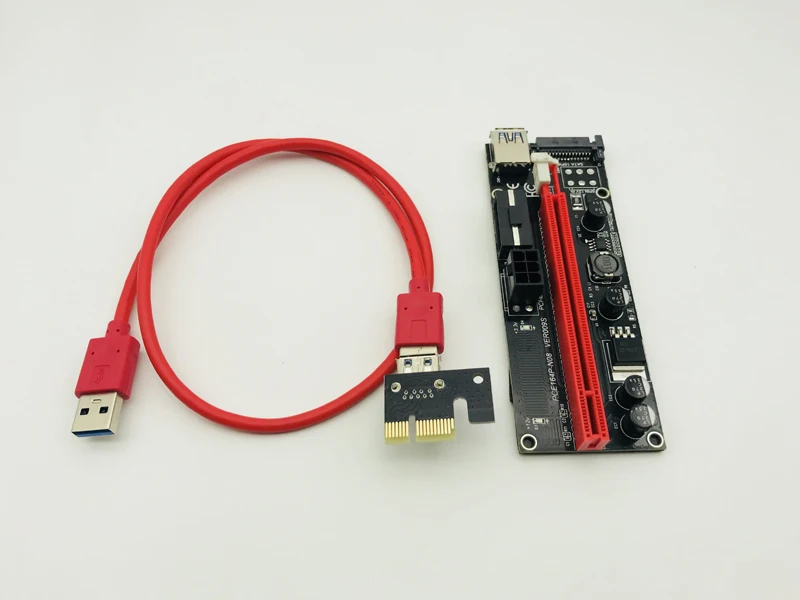 

Плата расширения PCI Express 009s, 50 шт., USB 3,0, с 1x на 16x PCIE, удлинитель SATA, 6 контактов, 4 контакта, IDE, Molex, питание для майнинга BTC, 2 светодиодный