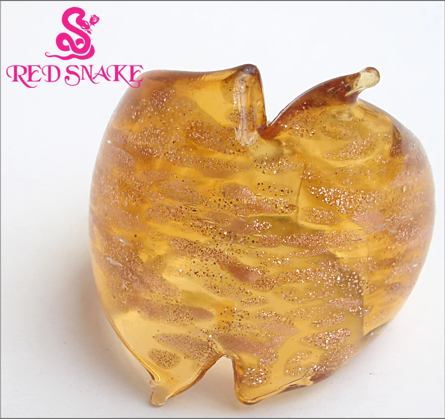 

RED SNAKE Fashion Ring Handmade Champagne color with Gold sand spots Cutting feature Technology Murano Glass Rings