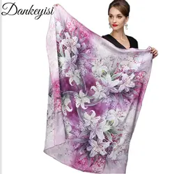 DANKEYISI 100% * см 110 шелк большой квадратный Шелк Шарфы Мода Цветочный Принт шаль Распродажа женщин из натурального шелка шарф шаль