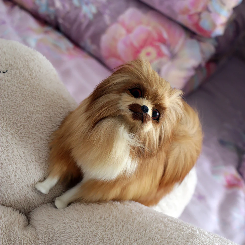 Имитация милый Померанский собака реквизит для фотосъемки настольный домашний Декор автомобиля игрушка в подарок пластик и меха стоящая собака для девочек день рождения