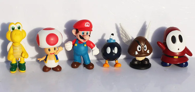 18pcs/lot cute Super Mario Bros yoshi dinosaur Peach toad Goomba PVC Action Figures model doll toys