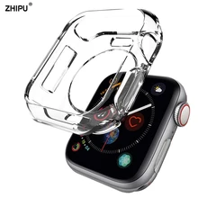 Чехол для Apple Watch Series 5, 4, 3, 2, 1, ТПУ, силиконовый, прочный, прозрачный, облегающий бампер, мягкий чехол для часов 5, 40 мм, 44 мм, задняя крышка