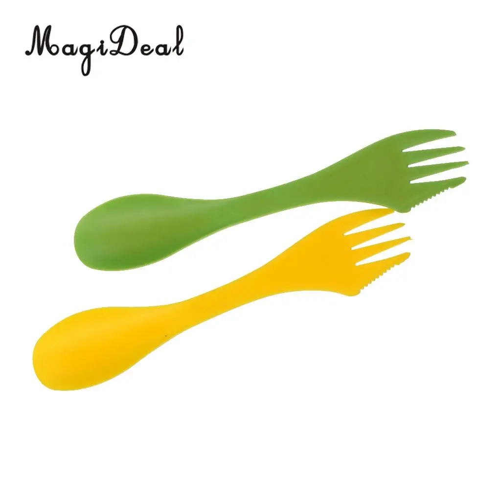 MagiDeal 6 Pieces / Set Camping Utensils Spork Combo Travel Gadget Spoon Fork Cutlery for Outdoor Cooking BBQ Picnic Accessory