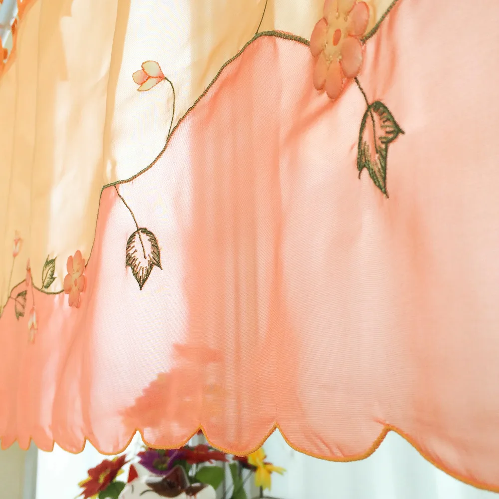 Laranja La O De Tule Bordado Janela Cortinas Para Cozinha Quarto Laranja La O De Tule Bordado Janela Cortinas Para Cozinha Quarto