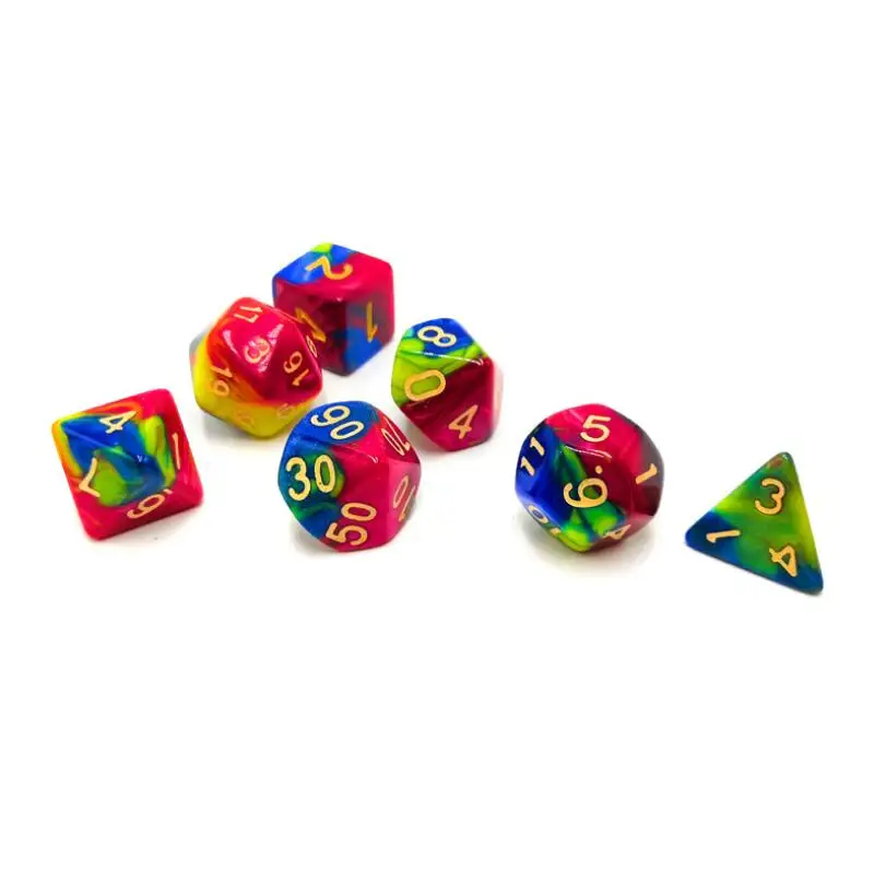 

Acrylic 7pcs/set D4-D20 Multi Sides Dice TRPG Game Dungeons & Dragons Glitter 4/6/8/10/10/12/20 Sides Dice 6 Colors
