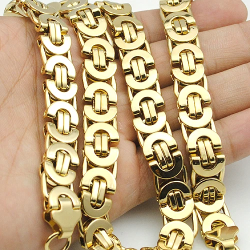 55CM 11MM Promotion Men Necklace Chain Link Necklaces Stainless Steel Byzantine Wholesale High Quality LN104