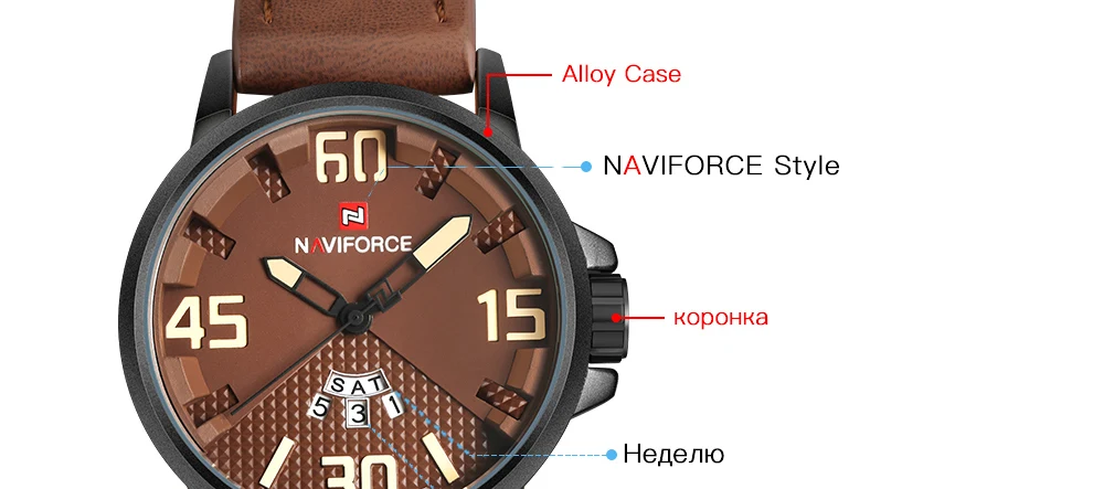 Naviforce Для мужчин спортивные Наручные часы Элитный бренд Модные Повседневные часы Для мужчин кожаный ремешок Военная Униформа часы мужской Relogio Masculino