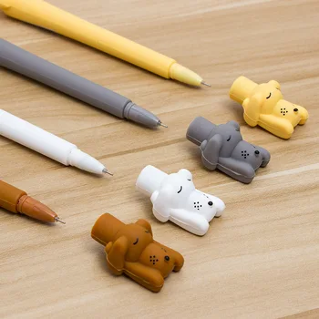 

1X Sleeping Puppy Dog Silicone Head Gel Pen Rollerball Pen School Office Supply Student Stationery 0.5mm Black Ink