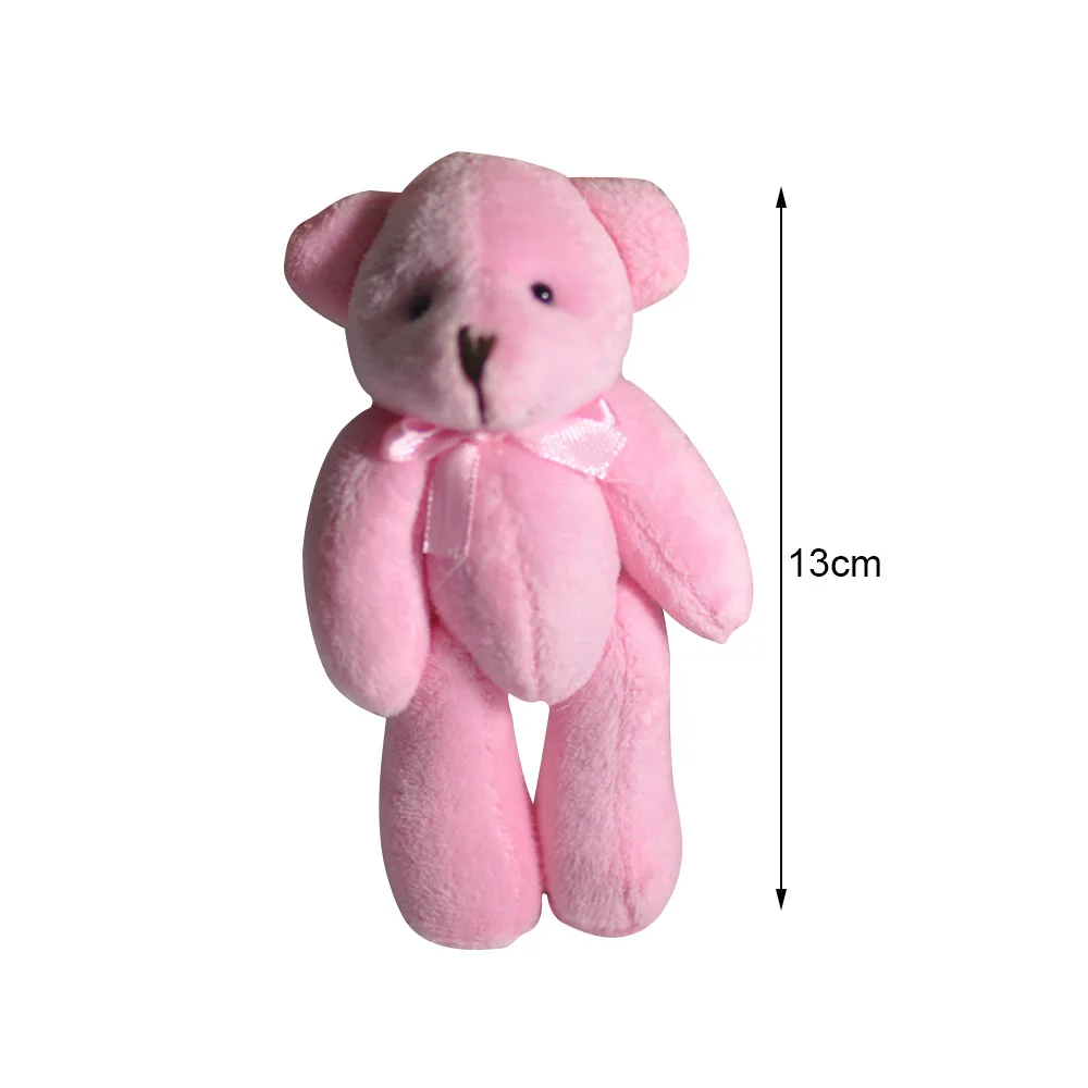 13cm Cartoon Teddy Bear Plush Stuffed Toy Flower Bouquet Joint Mini Teddy Bear For Diy Wedding 3