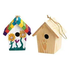 2 UNIDS/LOT. Pintura inacabada casa del pájaro de madera, Los Niños de juguete. Dibujo juguetes. Early educativos DIY. manía creativa. Kindergarten crafts6x6x9 cm