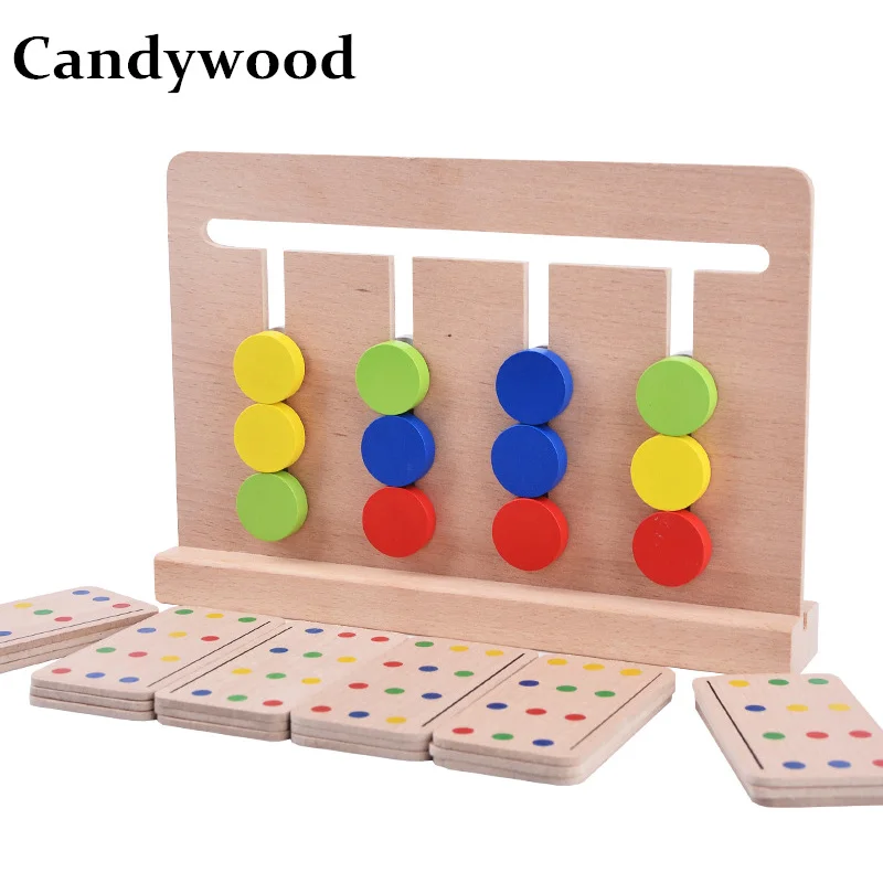 

Candywood Children Montessori Educational toys Four-Color Game Red Green Blue Round Logical Thinking Training kids wooden toys