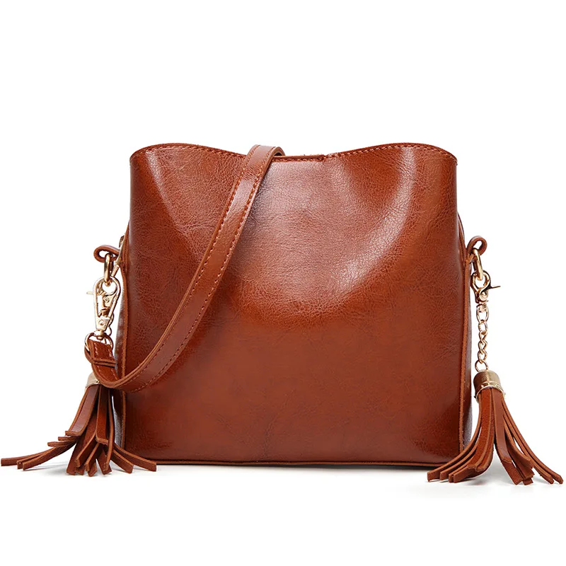 HLDAFA модная дизайнерская женская кожаная сумка с масляным воском, женские сумки на плечо, сумки через плечо с кисточками, маленькая сумка-мессенджер, сумки