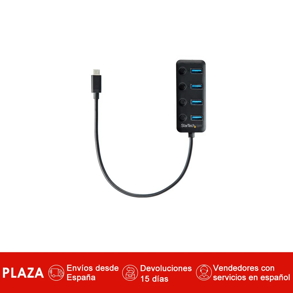 

StarTech.com Hub USB Tipo C de 4 Puertos - Ladron USB de 4 Puertos USB-A con Interruptores Individuales de Encendido/Apagado, US