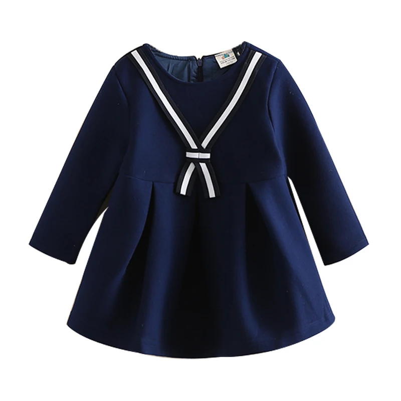 Baby girl dress 2018 autumn and winter Cute Baby Girl Dress children Navy dresses thickened girl clothing 3-12 years old