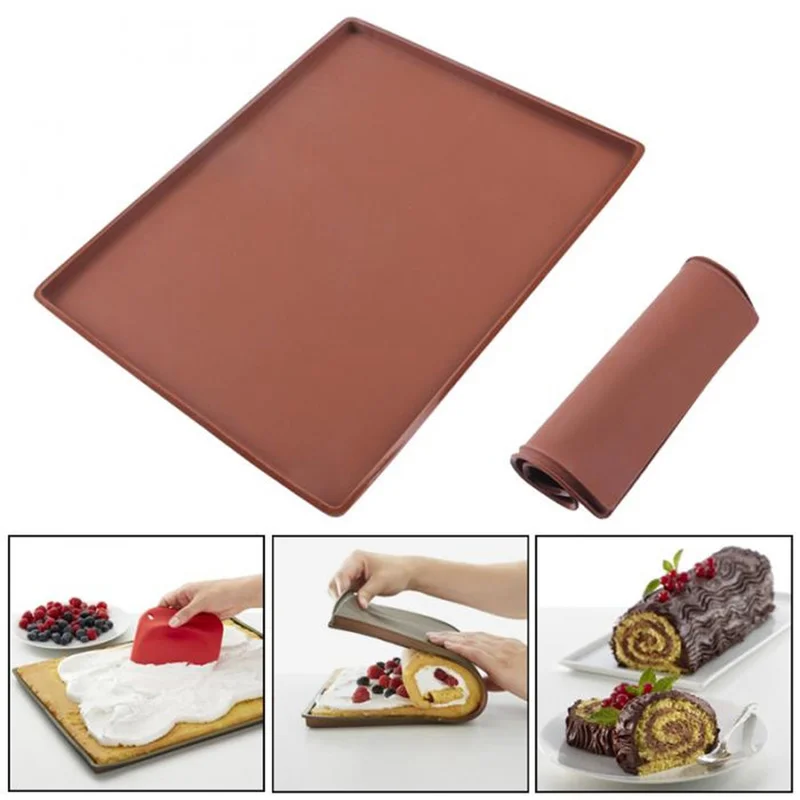 

1pc Non-stick Silicone Oven Mat Rice Roll Cake Swiss Pad Bake Tool Cake Rolling Maker Baking Tray Pad Kitchen Bakeware Mat