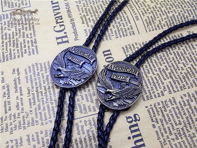 

American Pride Eagle Flag Western Cowboy Bolo Tie Men Shirt Suits Necktie