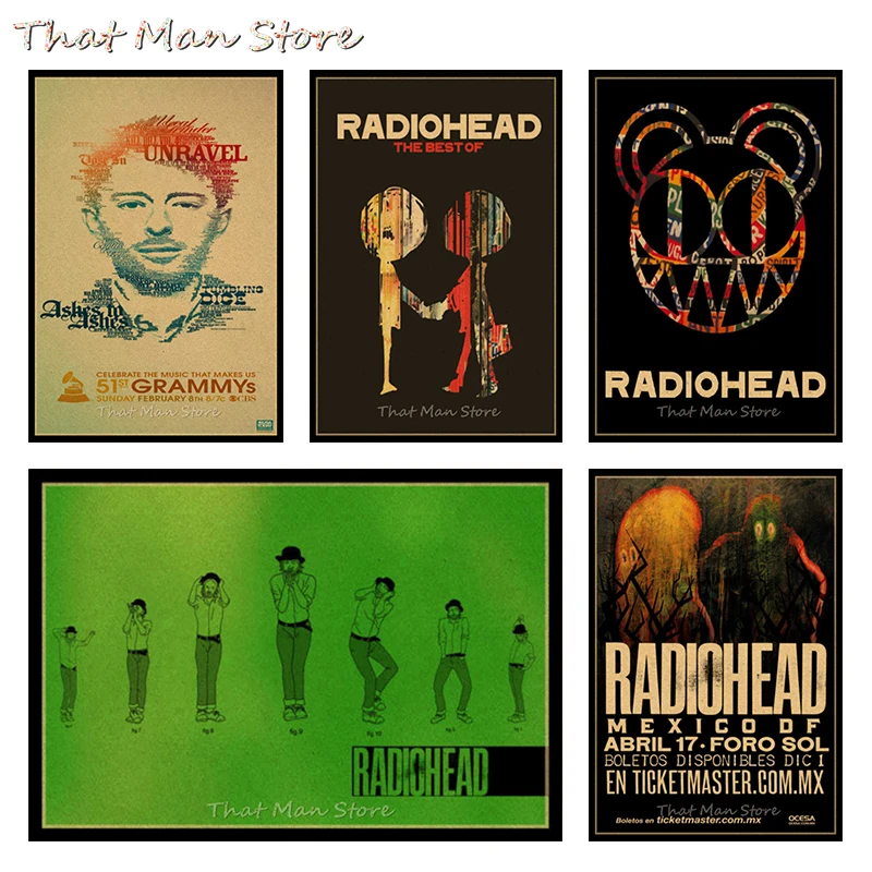 

Radiohead poster retro nostalgia kraft paper decorative painting wall sticker 30*21cm