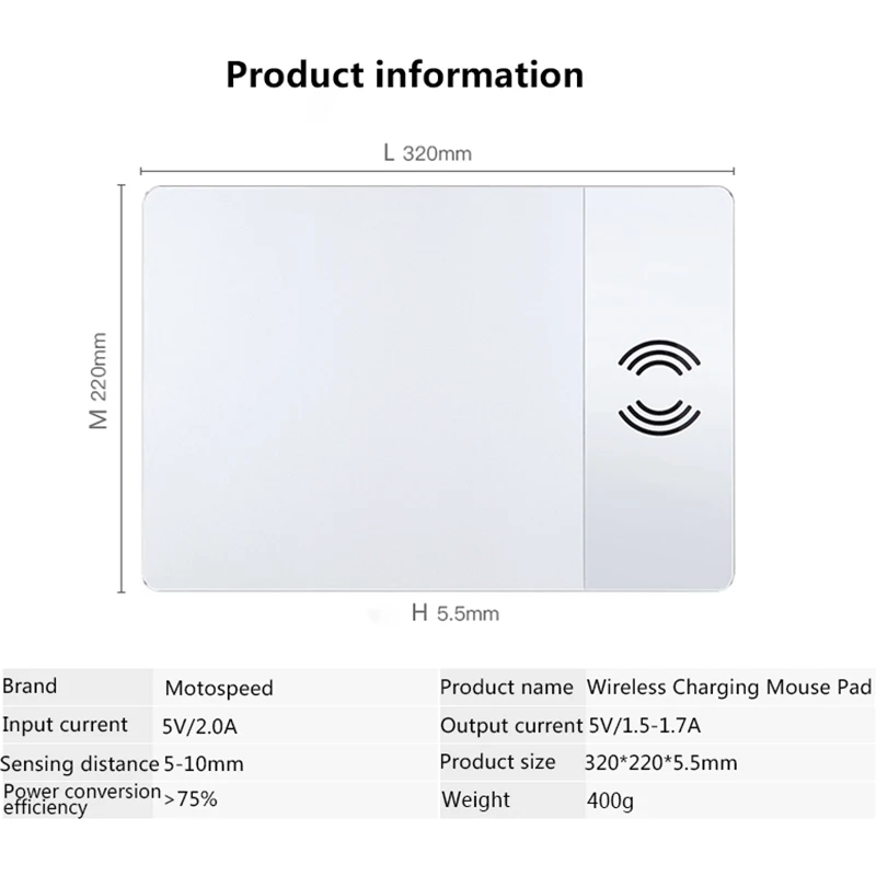 Motospeed P91 беспроводной зарядный компьютерный геймер Коврик для мыши зарядка мобильного телефона двойной не скользящий коврик для мыши зарядное устройство для ПК компьютера