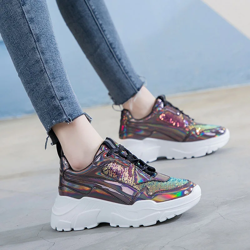 

Sneaker Women's Thick Bottom Spring, Korean-style, ,Red-colored Casual Shoes