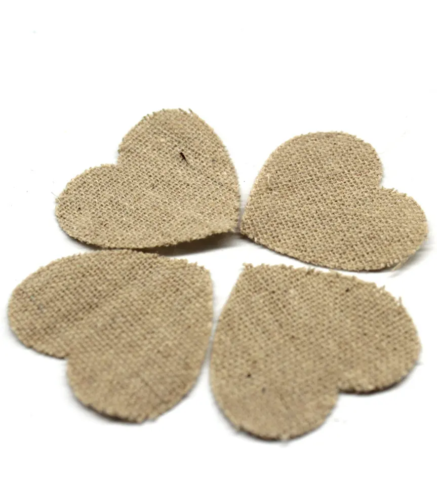 

500pcs 33mm (1.3inches) medium rustic Burlap hearts Scrapbooking, wedding confetti, card making, invitation embellishments.