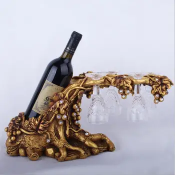 

Longree Resin Grapevine Wine Rack Wine Bottle Holder Glass Cup Holder Display Champagne Bottles Stand Hanging Drinking Glasses