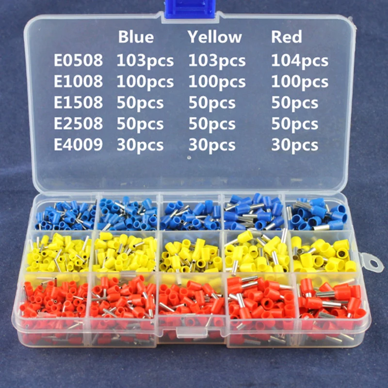 

1000Pcs/Pack Bootlace Cooper Ferrules Kit Set Wire Copper Crimp Connector Pre-Insulated Cord Pin End Terminal