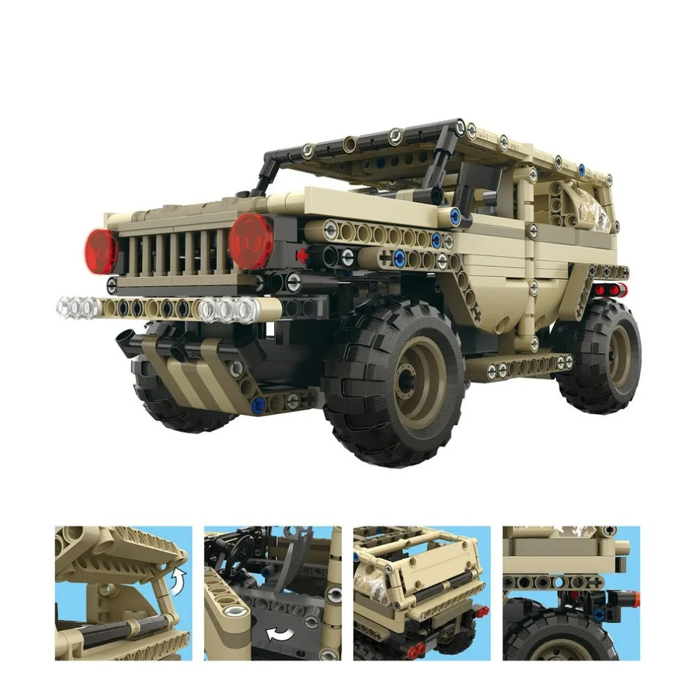 2.4G 538pcs DIY Electric RC Car Model For Children 4H USB Charging Building Block Simulated Military Vehicle Toys  