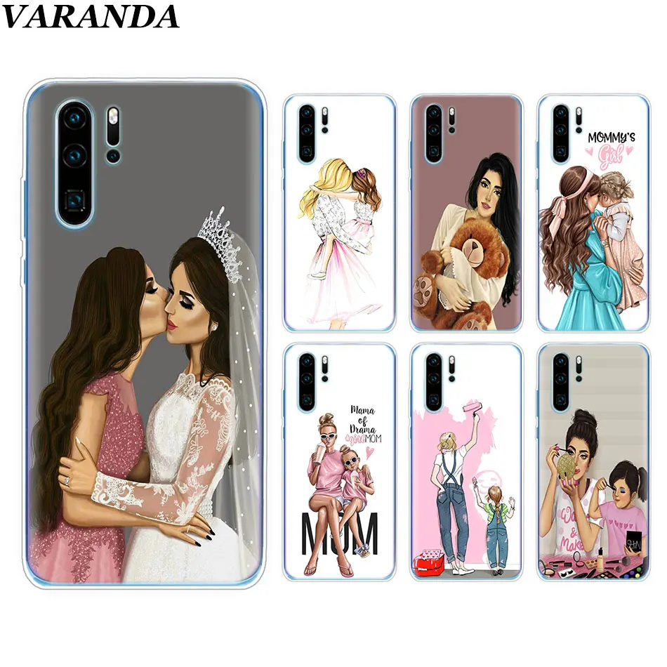 

Baby Mom Girl Silicone Soft Case For Huawei P30 P30 Pro P10 P20 Lite P Smart Plus View 20 TPU Case Coque Fundas