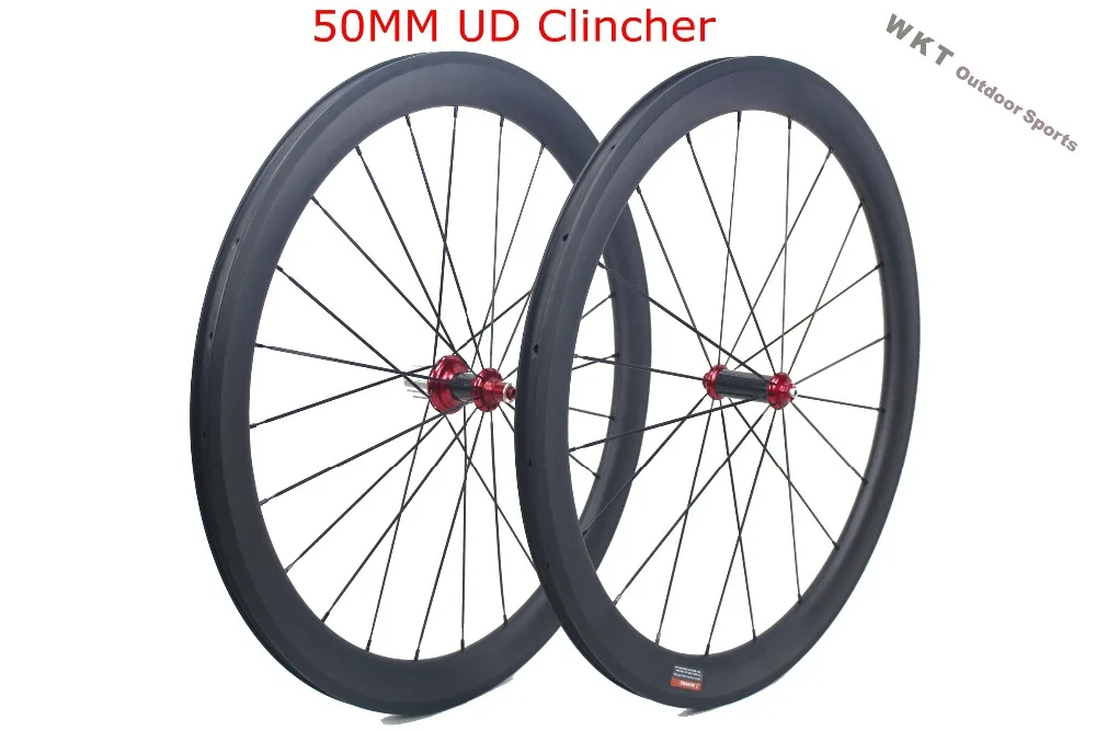 

50 mm carbon road wheels clincher with Powerway R36 hub and CN spokes,3k, matte glossy