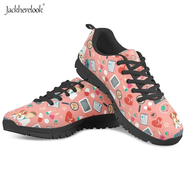 HMG029BAQ Jackherelook для женщин Весна туфли без каблуков Мода Собака Ветеринарный монитор для пациента спортивная обувь дышащие летние сетчатые Спортивная повседневная - Цвет: HMG029BAQ