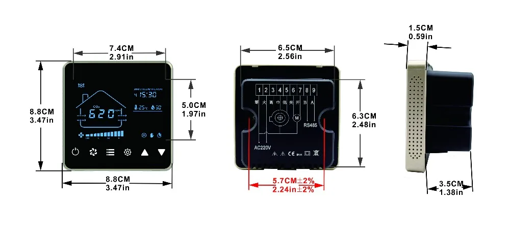 HESSWAY 3 скорости вентиляционная система NDIR co2 монитор детектор для температуры и влажности