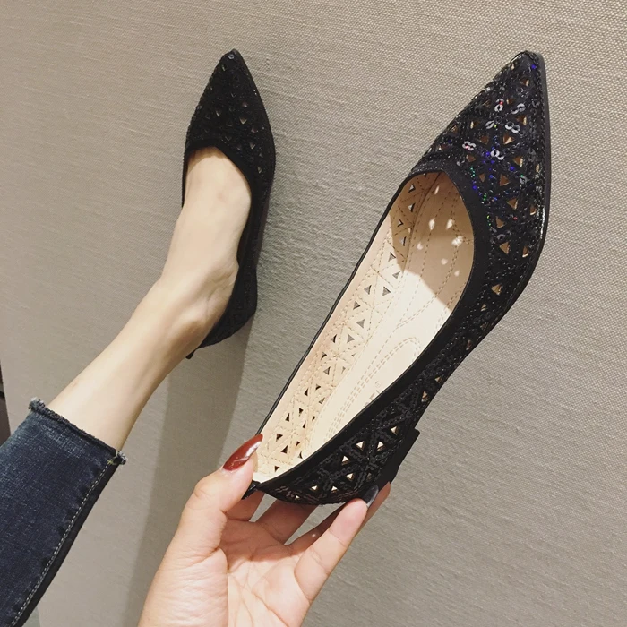 

Shoes Woman 2019 Shallow Mouth Round Toe Designer Brand Luxury Women Flats Solid Women's Fashion Casual Summer Nurse Glitter
