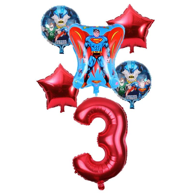 6 шт./лот, 32 дюйма номер Супермена, Бэтмена и человека-foill шарики, День подарков будущей матери, для мальчиков и девочек милые игрушки с днем рождения подарок для ребенка globos воздушные шары - Цвет: 6pcs