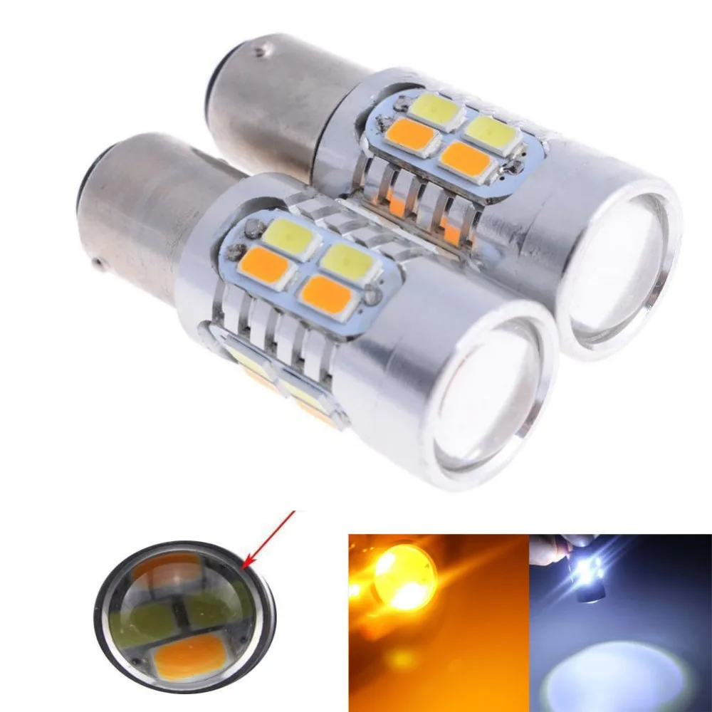 

2PCS Super Bright 1157 BAY15D 5630 5730 20 SMD White Amber Switchback LED Bulbs S25 DRL Turn Signal Lights Lamp 12V Dual Colors