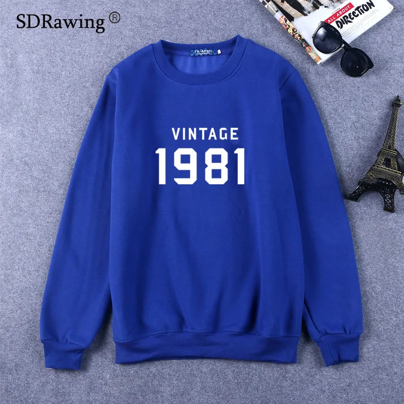 VINTAGE 1981 Letters Print Women Sweatshirts Cotton Casual Funny Sweatshirts For Lady Top Sweatshirts Hipster Drop Ship FA VINTAGE 1981 Letters Print Women Sweatshirts Cotton Casual Funny Sweatshirts For Lady Top Sweatshirts Hipster Drop Ship FA