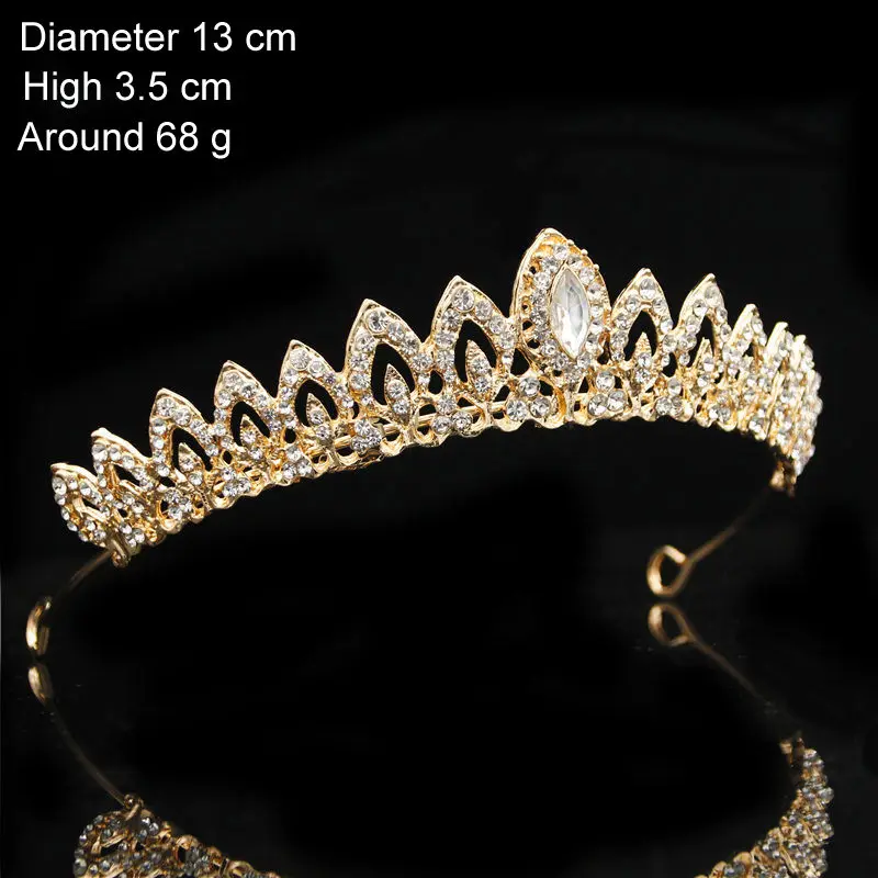 Модные женские серебряные ободки с кристаллами и короной для невесты, диадемы и короны принцессы, свадебные украшения для волос, аксессуары для головы - Окраска металла: Gold