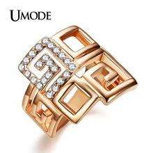 UMODE Brand Unique Design Rose Gold Plated Rhinestones Fashion Finger Rings Jewelry For Women Christmas Gifts AJR0106