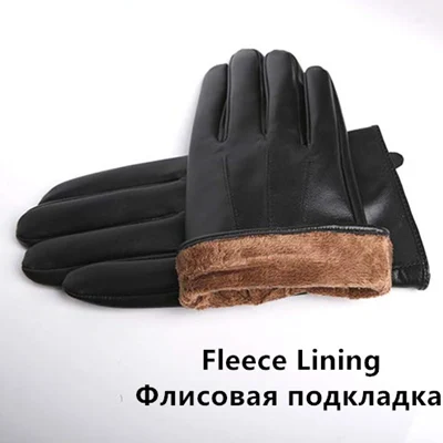 Black Fleece Lining Мужские теплые перчатки с шерстяной подкладкой GOURS, черные перчатки из натуральной овечьей кожи с возможностью управления сенсорным экраном, GSM058, зима - Цвет: Black Fleece Lining