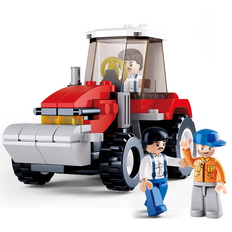 

SLUBAN 0556 Happy Farm Farmer Tractor Figure Blocks Educational Construction Building Bricks Toys For Children Christmas Gift