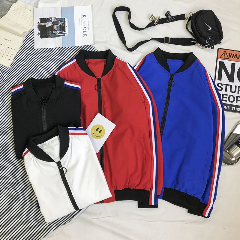 Jacket Men's Street Casual Jacket Large Size S-5XL Fashion Simple Sleeve Ribbon Decoration Thin Men's Baseball Collar Jacket