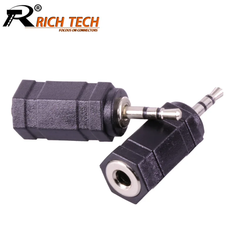 100pcs lot 3 Poles Stereo 2 5mm Male Plug to 3 5mm Stereo Female Jack Socket 2 5 to 3 5 Audio Connector Headphone Wire Connector