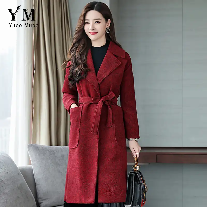 Tie belt wool coat Clearance