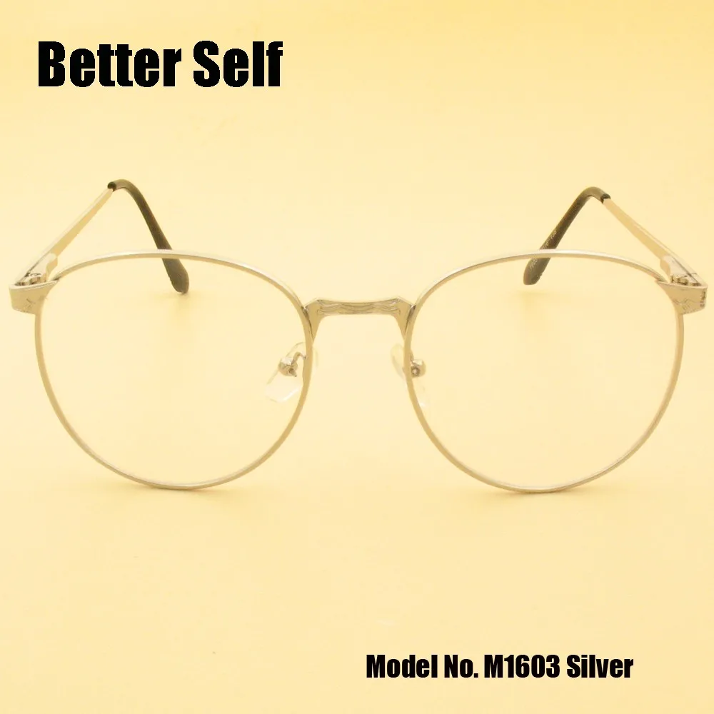 M1603 полный обод очки стильные очки на Пружинных петлях храм Ретро Круглый оптический качество рамки металла