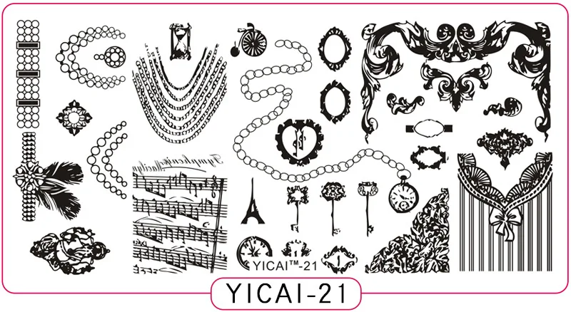 Пластины для стемпинга ногтей yicai, spv, dieshan, штамповочные лаковые пластины для рукоделия, маникюрные шаблоны, трафареты, инструменты для полировки, 1 шт - Цвет: yicai21